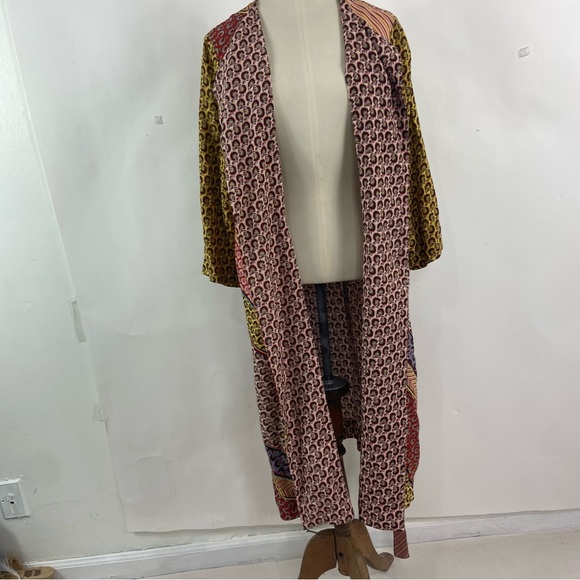 Cabi Poet BOHO Patchwork Kimono Style Duster Tie Closure Pockets. Size small - Picture 6 of 11